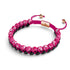 Quartz magenta et agate noire | Or rose | Bracelet double géométrie